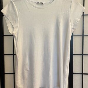 Zara White Crew Neck Tee Small